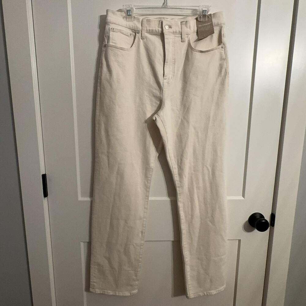 Madewell Jeans Womens Sz 30 White 90s Straight High Rise Magic Pockets Stretch